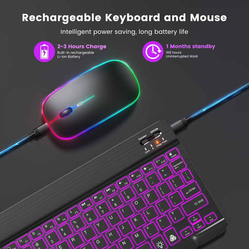 Rainbow Backlit Wireless Keyboard & Mouse - PlusGamer