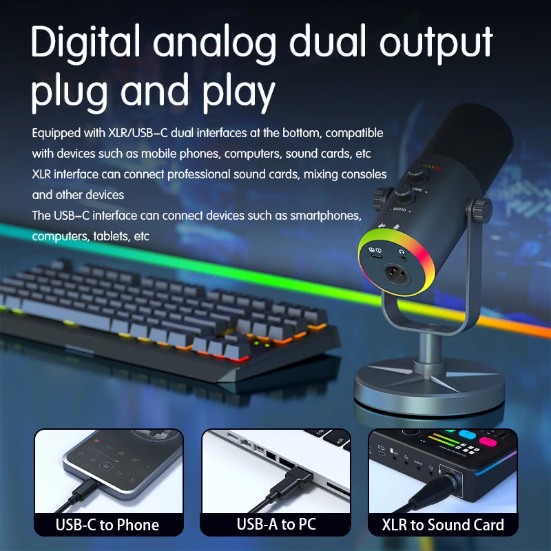 Podcast RGB USB Mic with Noise Reduction - PlusGamer