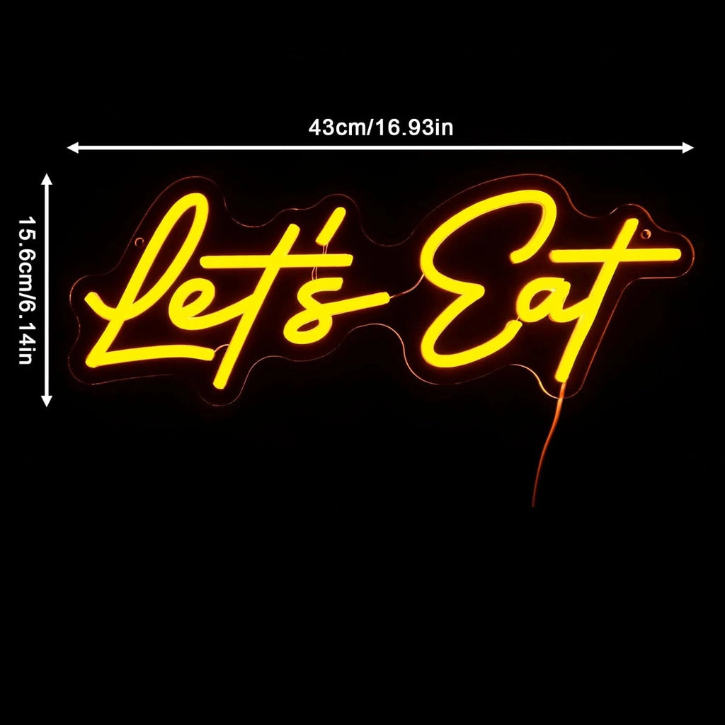 LED Neon "Let's Eat" Dining Sign - PlusGamer