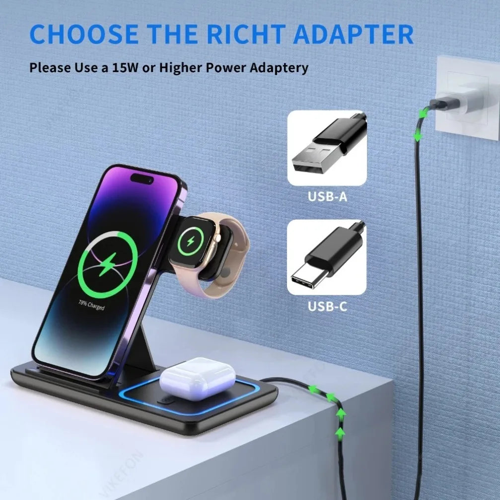 3-in-1 Foldable Fast Charging Station - PlusGamer