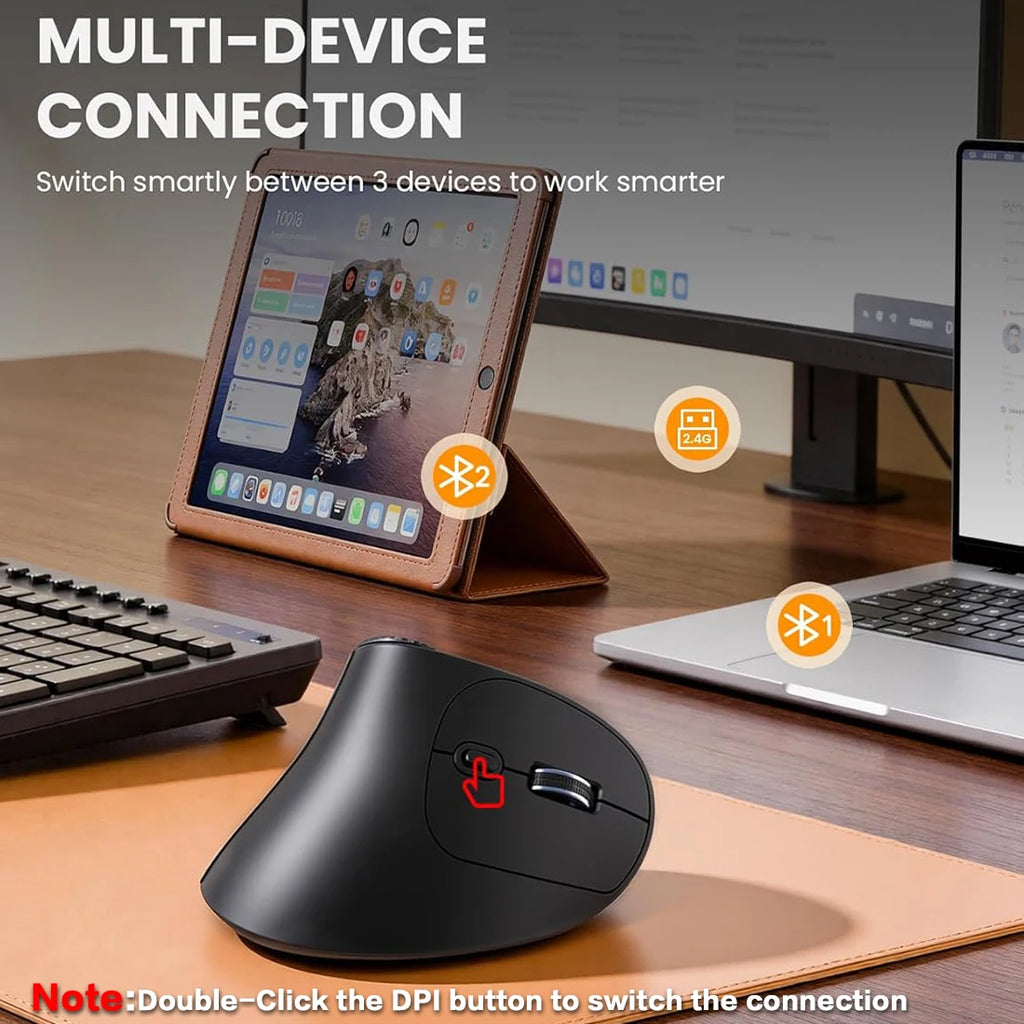 JOMAA Dual-Mode Vertical Wireless Mouse - PlusGamer