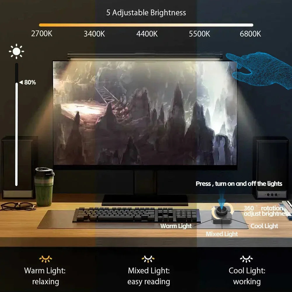 RGB Monitor Light Bar with Atmosphere Lighting (44cm) - PlusGamer
