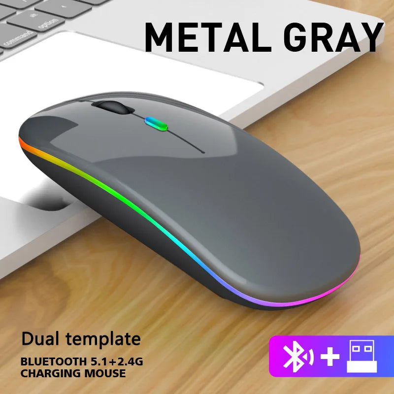 Dual-Mode Quiet Rechargeable Wireless Mouse - PlusGamer