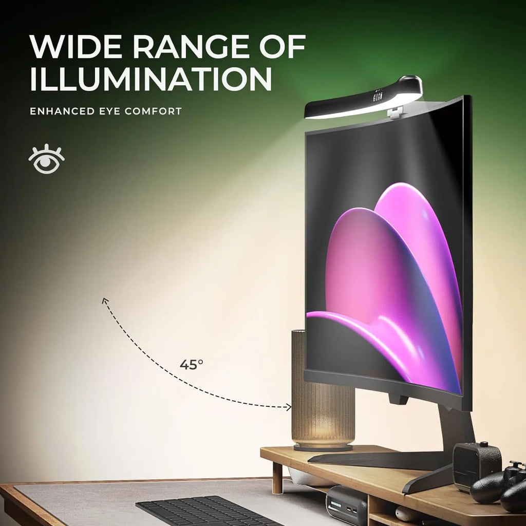 Curved Monitor Light Bar with 3-Color Dimming - PlusGamer