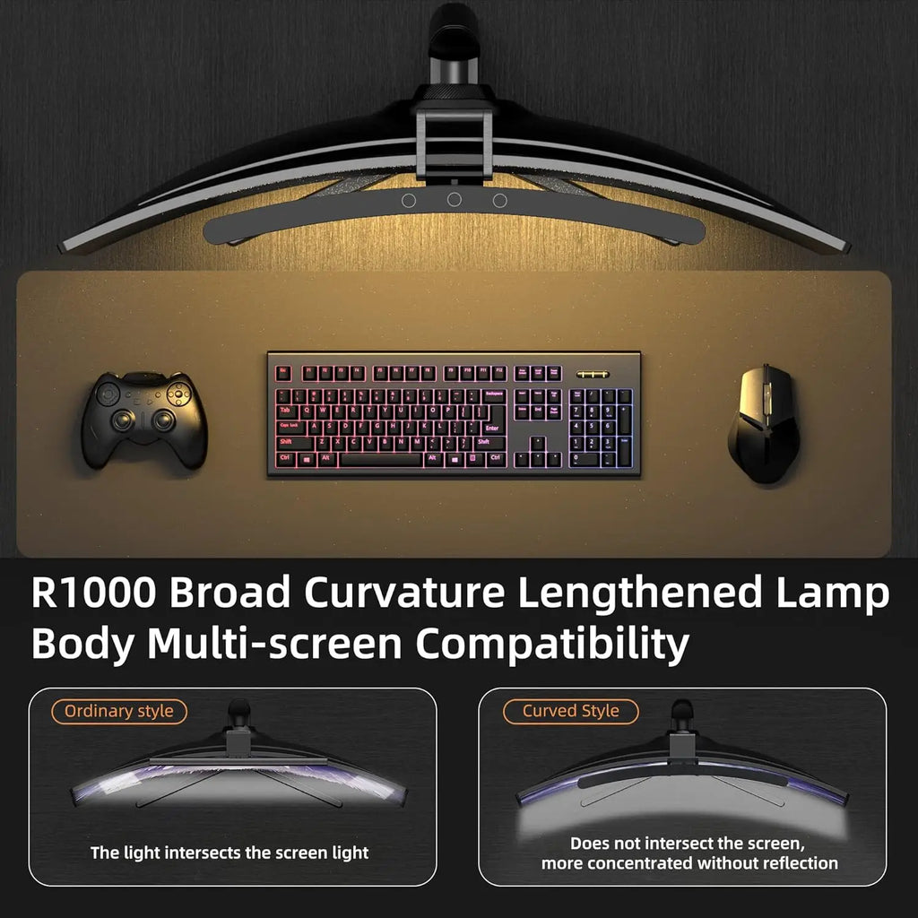 Curved Monitor Light Bar with 3-Color Dimming - PlusGamer