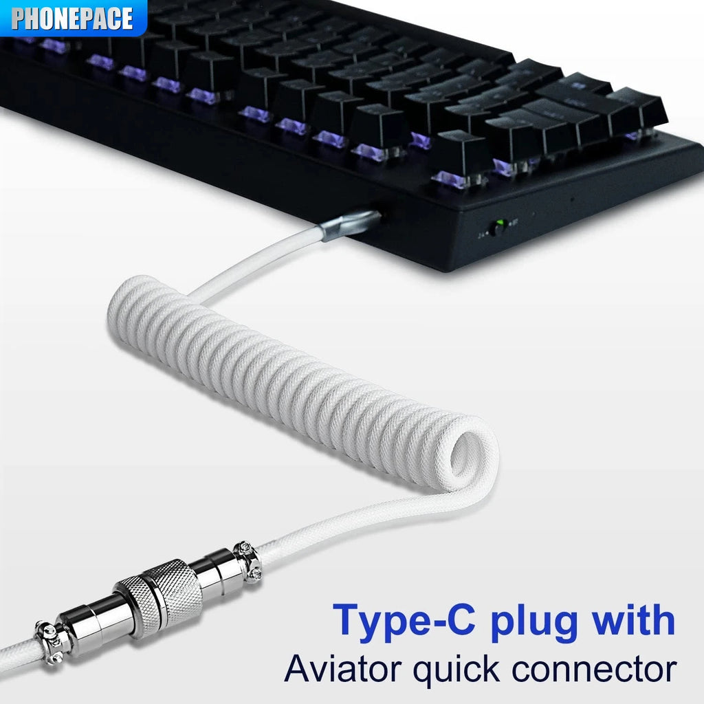 Coiled Type-C Aviator Mechanical Keyboard Cable - PlusGamer