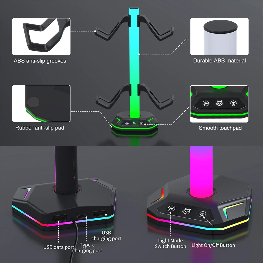 RGB Controller & Headset Stand - PlusGamer