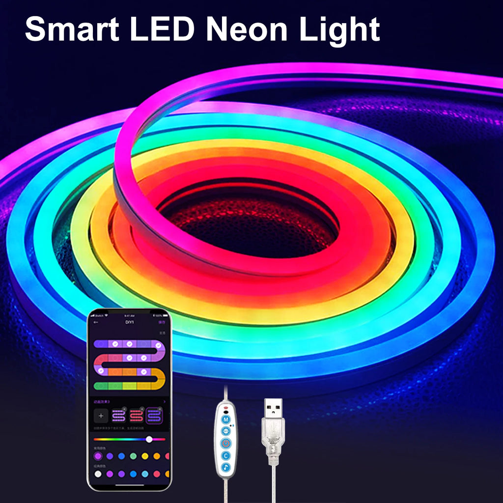 APP Control RGB Music Sync Neon Rope Light - PlusGamer