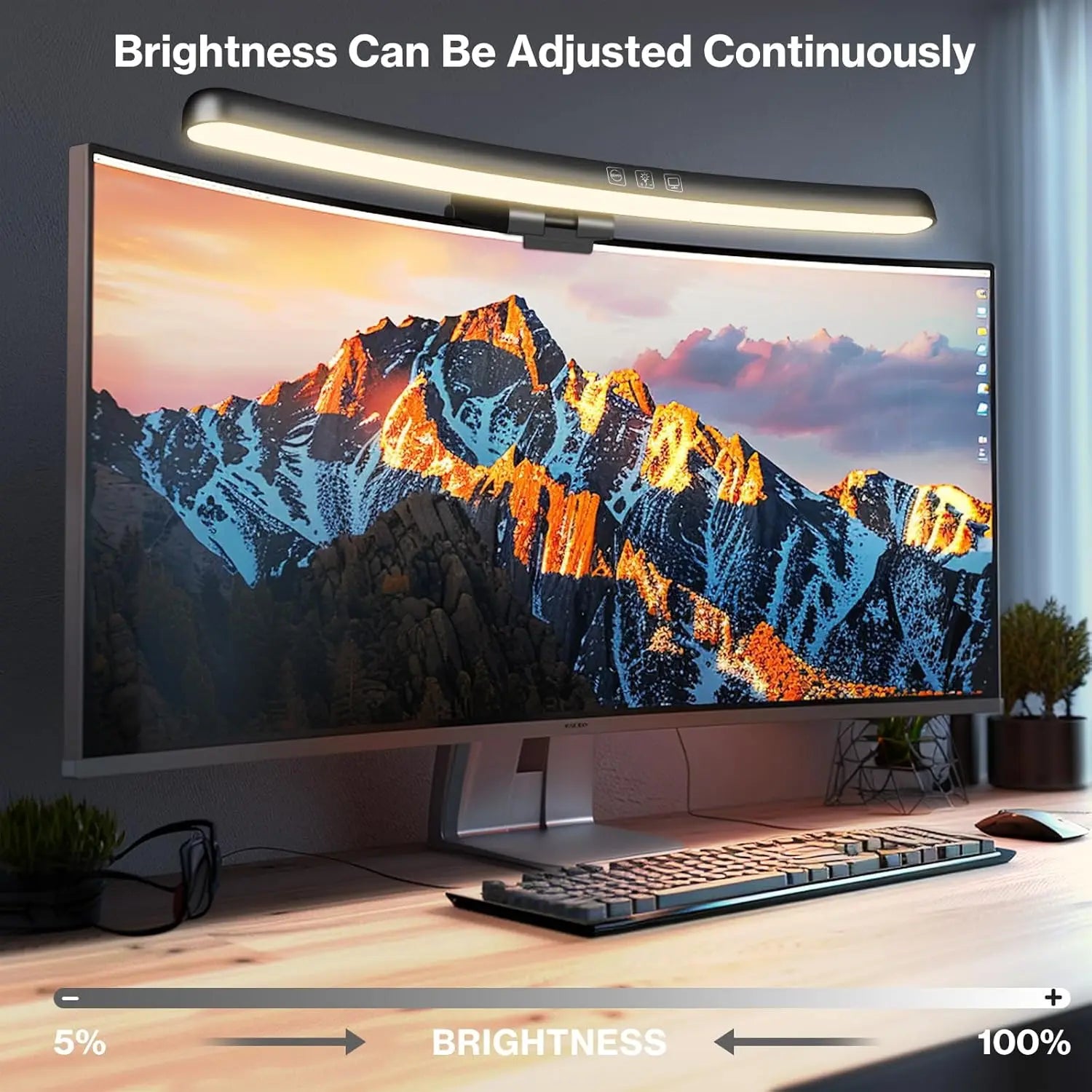 Curved RGB Monitor Light Bar with Stepless Dimming - PlusGamer