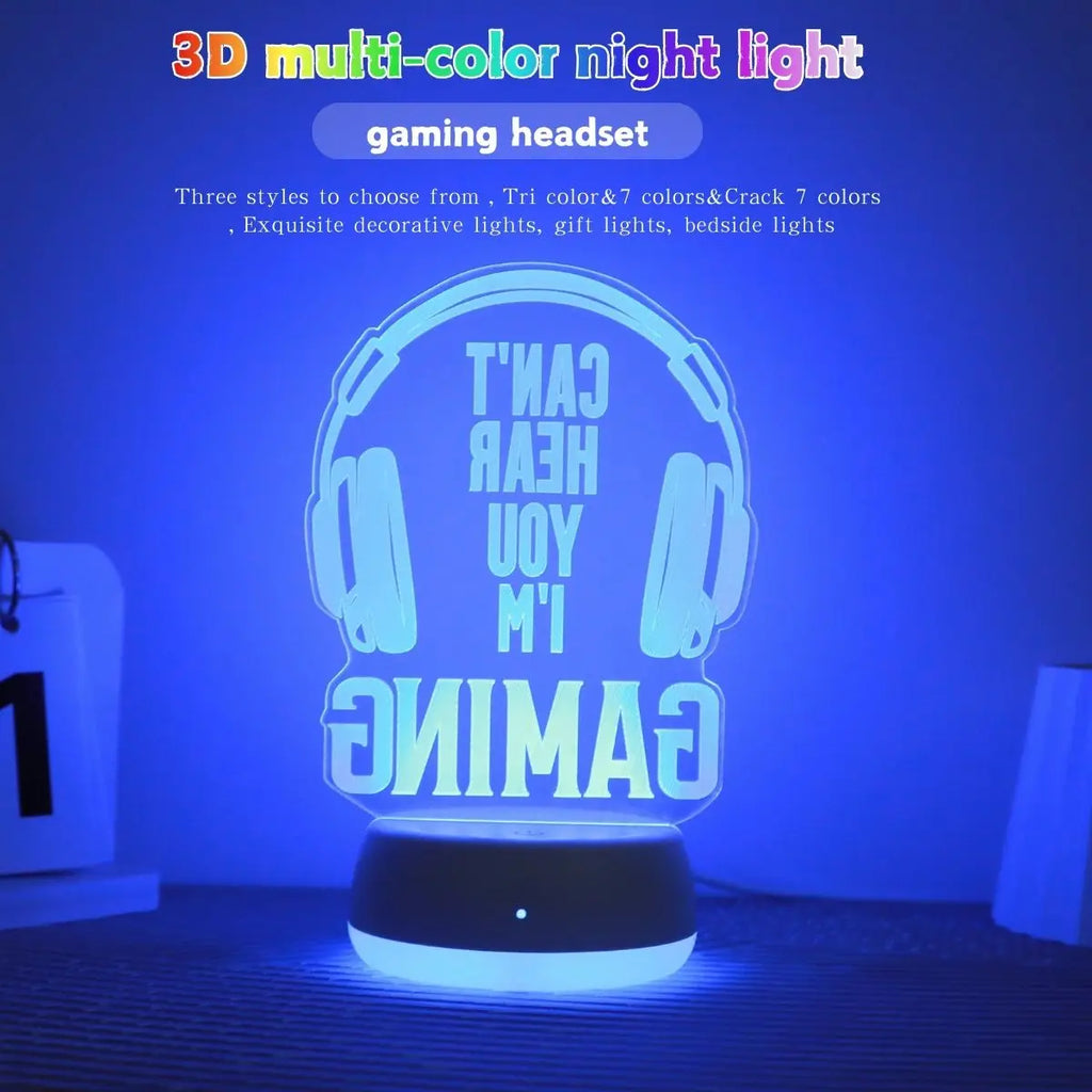 3D LED RGB Gaming Headphone Nightlight - PlusGamer