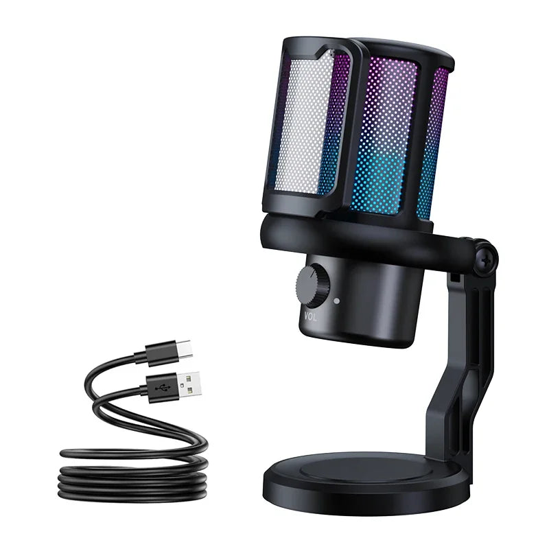 RGB USB Gaming Mic with Touch-Mute & Output - PlusGamer