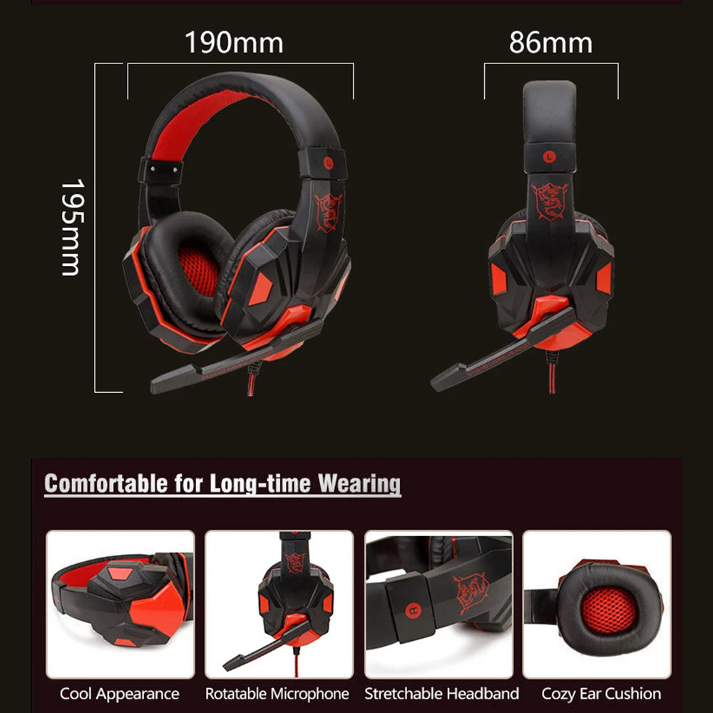 LED Wired Gaming Headset with Bass - PlusGamer