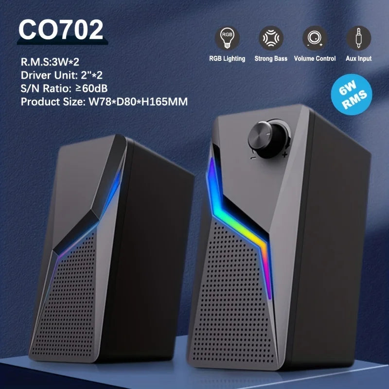 RGB HiFi 2.0 Gaming Speakers with Strong Bass - PlusGamer