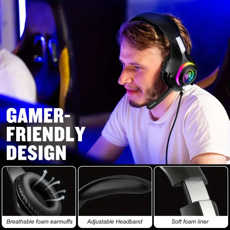 RGB Gaming Headset with Mic - PlusGamer