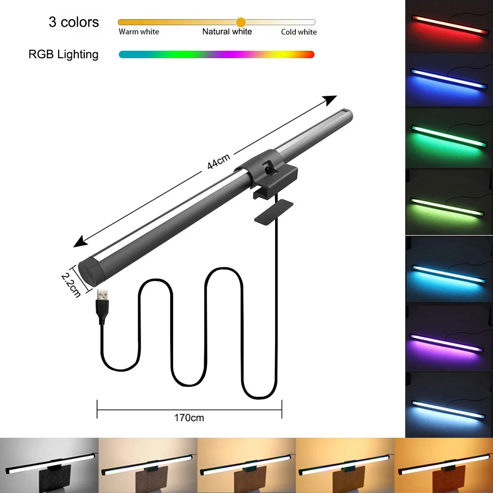 RGB Monitor Light Bar with Stepless Dimming - PlusGamer