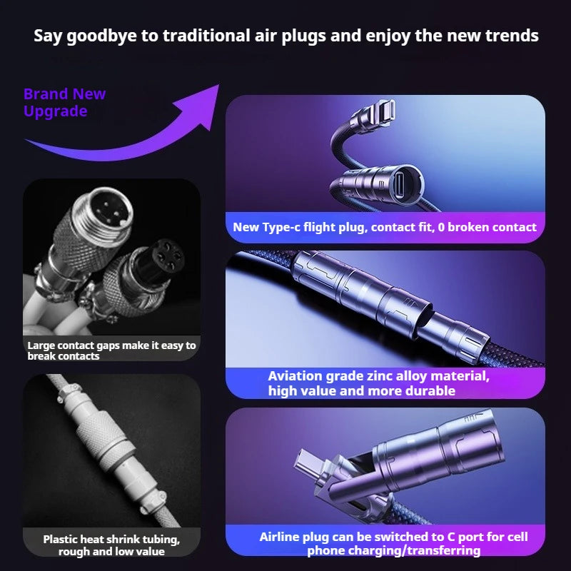 Eary 1.2m Coiled Aviator Keyboard Cable - PlusGamer