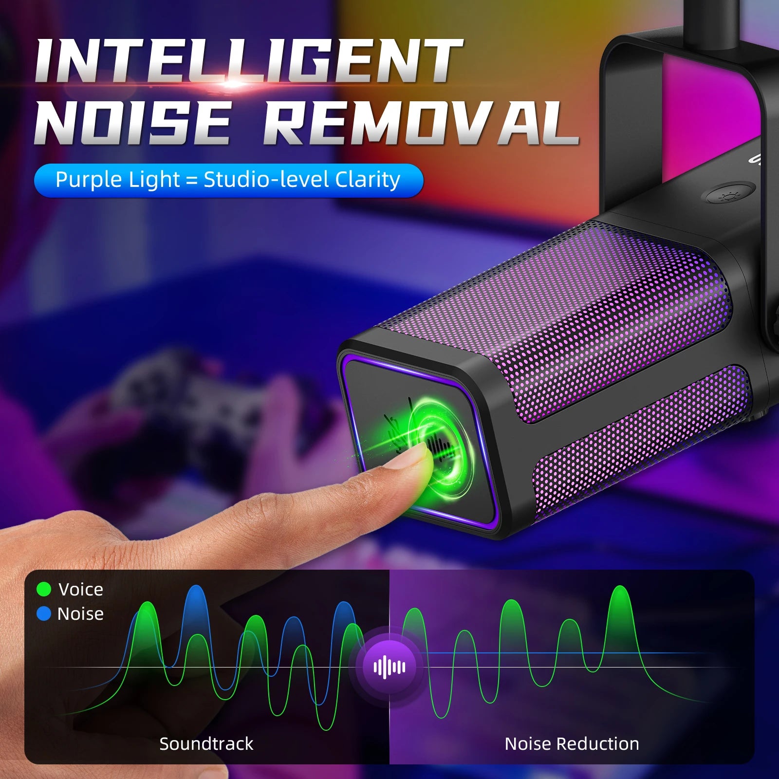 Professional RGB Dynamic Broadcast Mic - PlusGamer