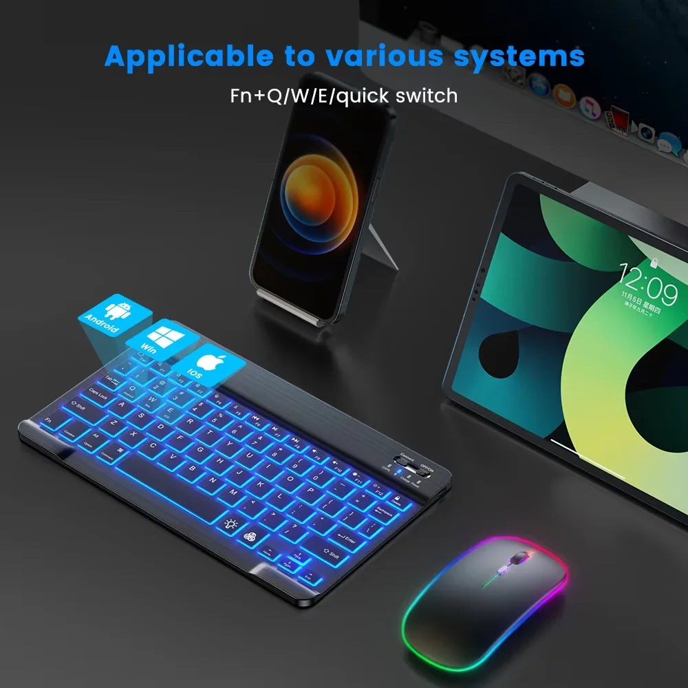 Rainbow Backlit Wireless Keyboard & Mouse - PlusGamer