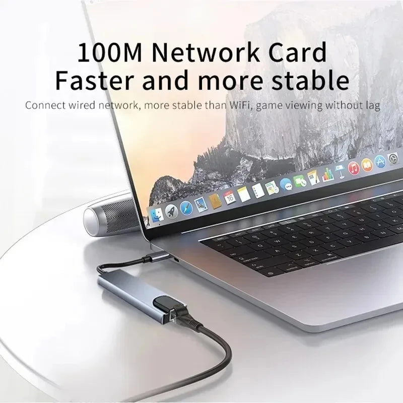 8-in-1 Type-C Hub with 4K HDMI & RJ45 - PlusGamer