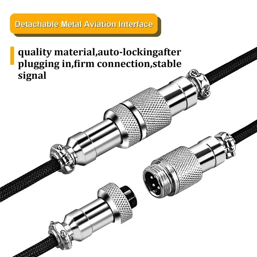 Coiled Type-C Braided Aviation Keyboard Cable - PlusGamer