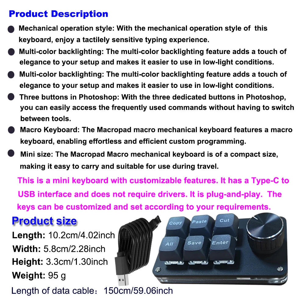 6-Key Customizable Mechanical Macro Pad - PlusGamer