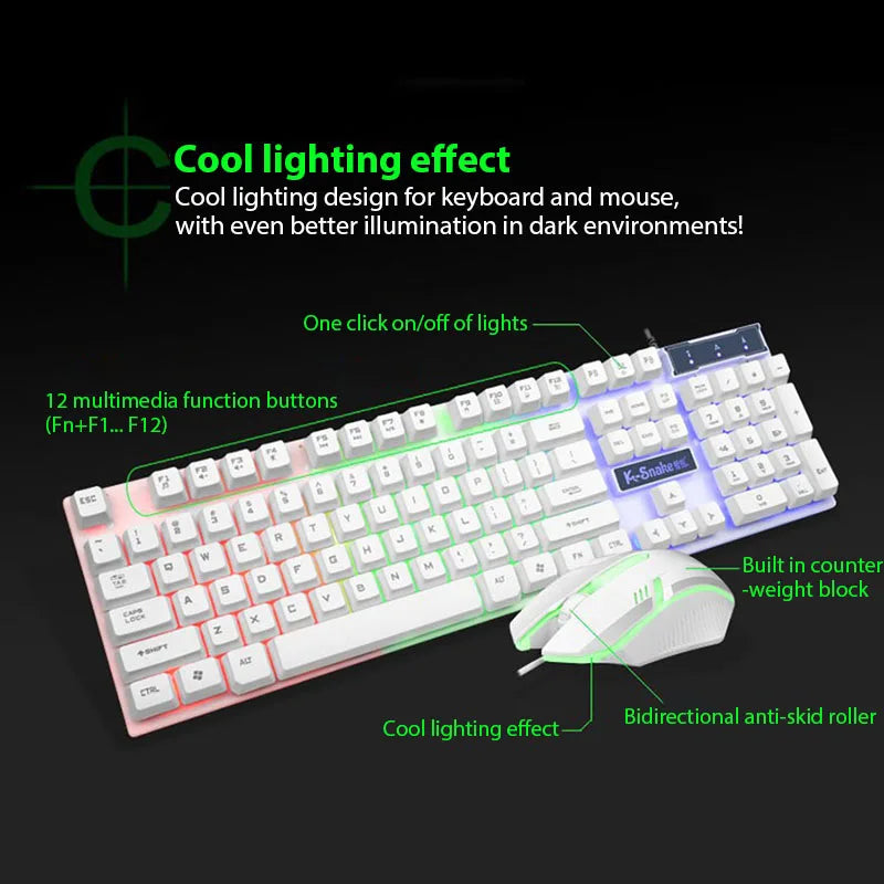 KM320 Waterproof Backlit Keyboard & Mouse Set - PlusGamer