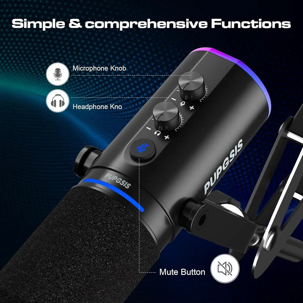 XLR/USB Dynamic Gaming Microphone Kit with Boom Arm - PlusGamer