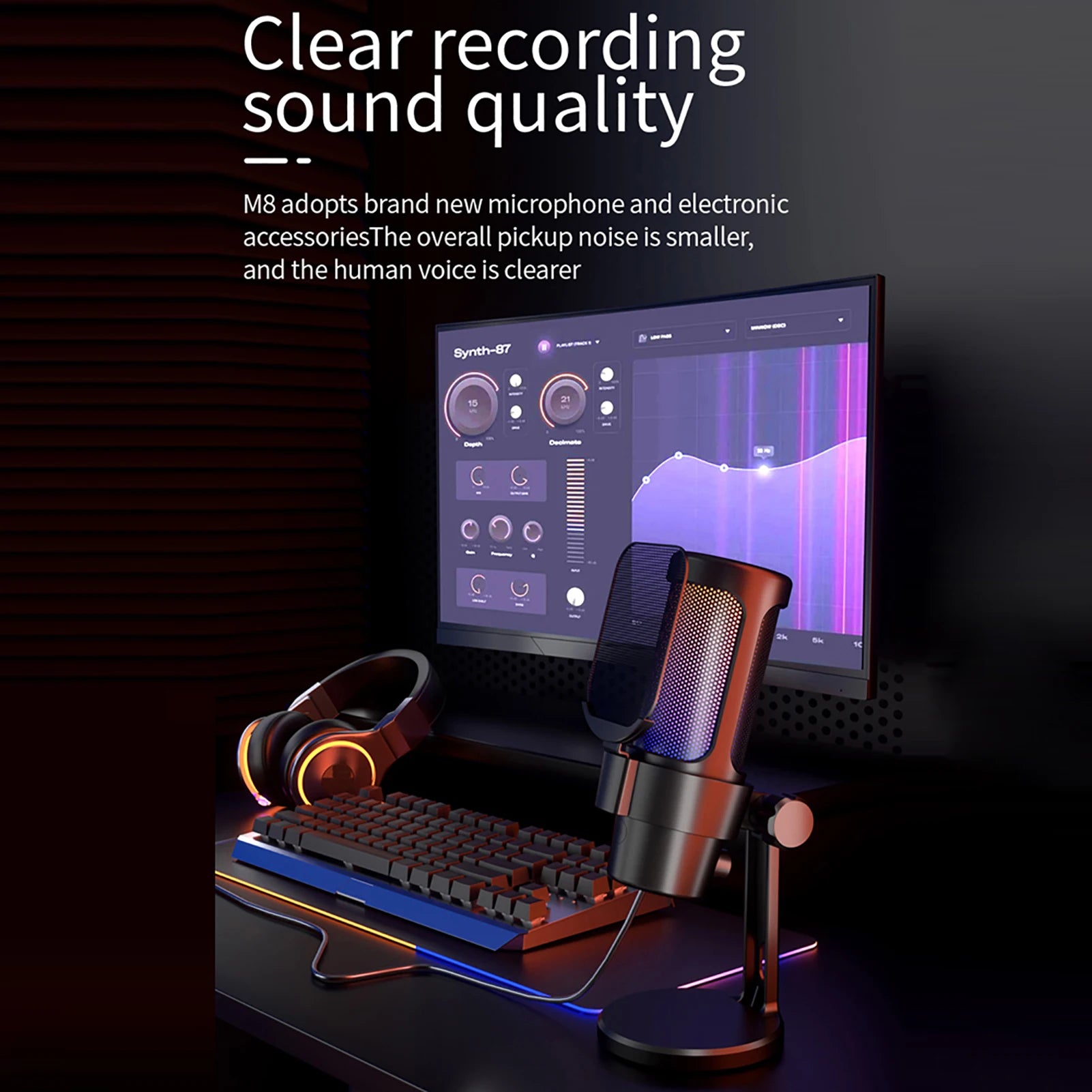 RGB Gaming Mic Kit with Tripod & Mute - PlusGamer