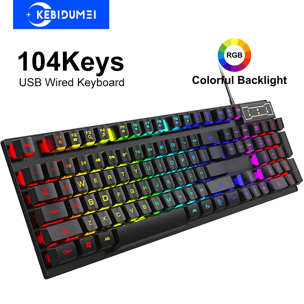 104-Key RGB Mechanical Feel Gaming Keyboard - PlusGamer