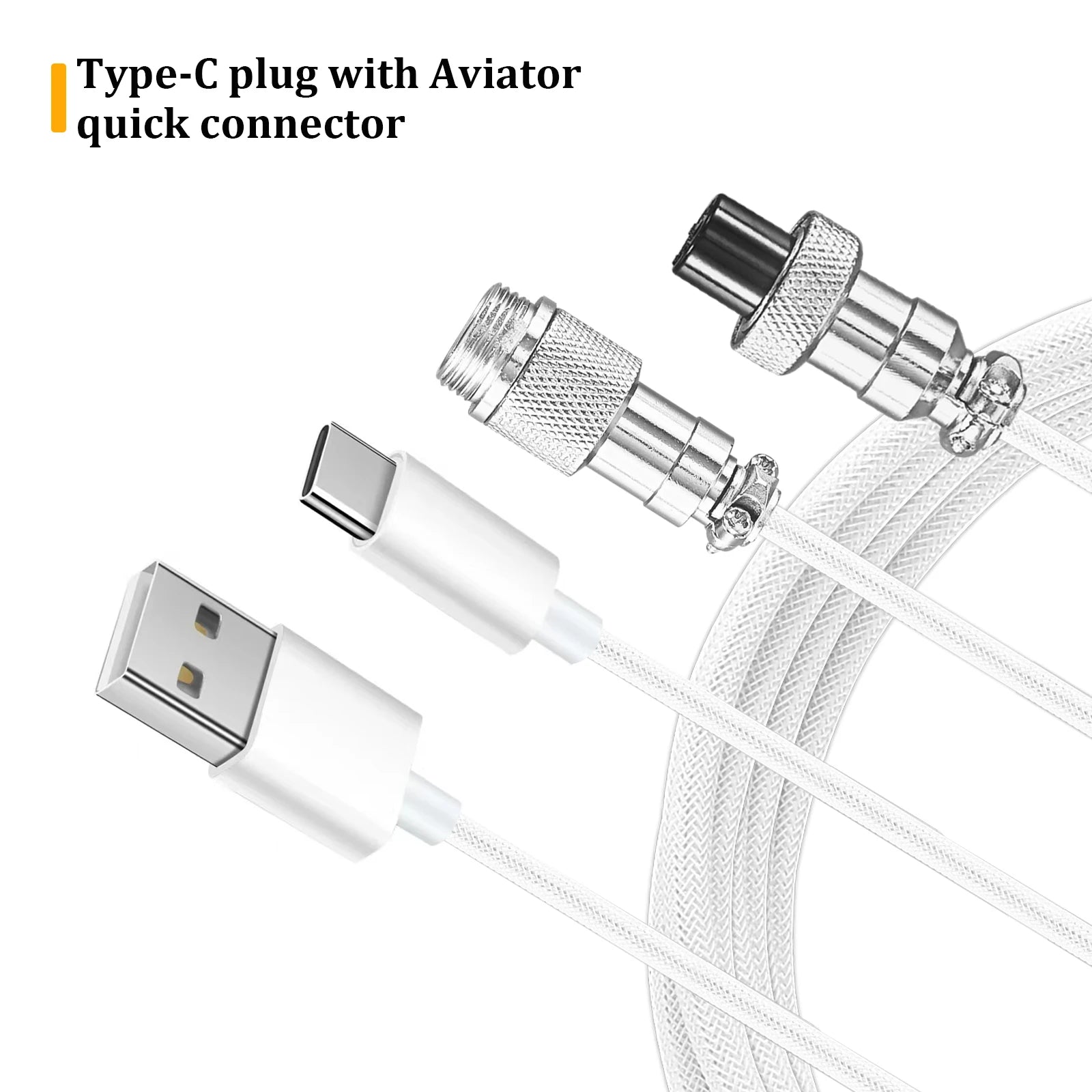 Coiled Type-C GX16 Aviation Keyboard Cable - PlusGamer