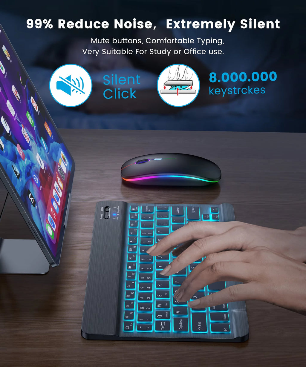 Rainbow Backlit Wireless Keyboard & Mouse - PlusGamer