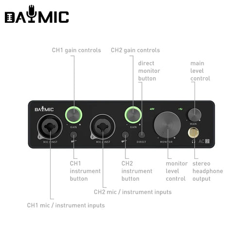 2-Channel USB External Audio Interface Sound Card - PlusGamer