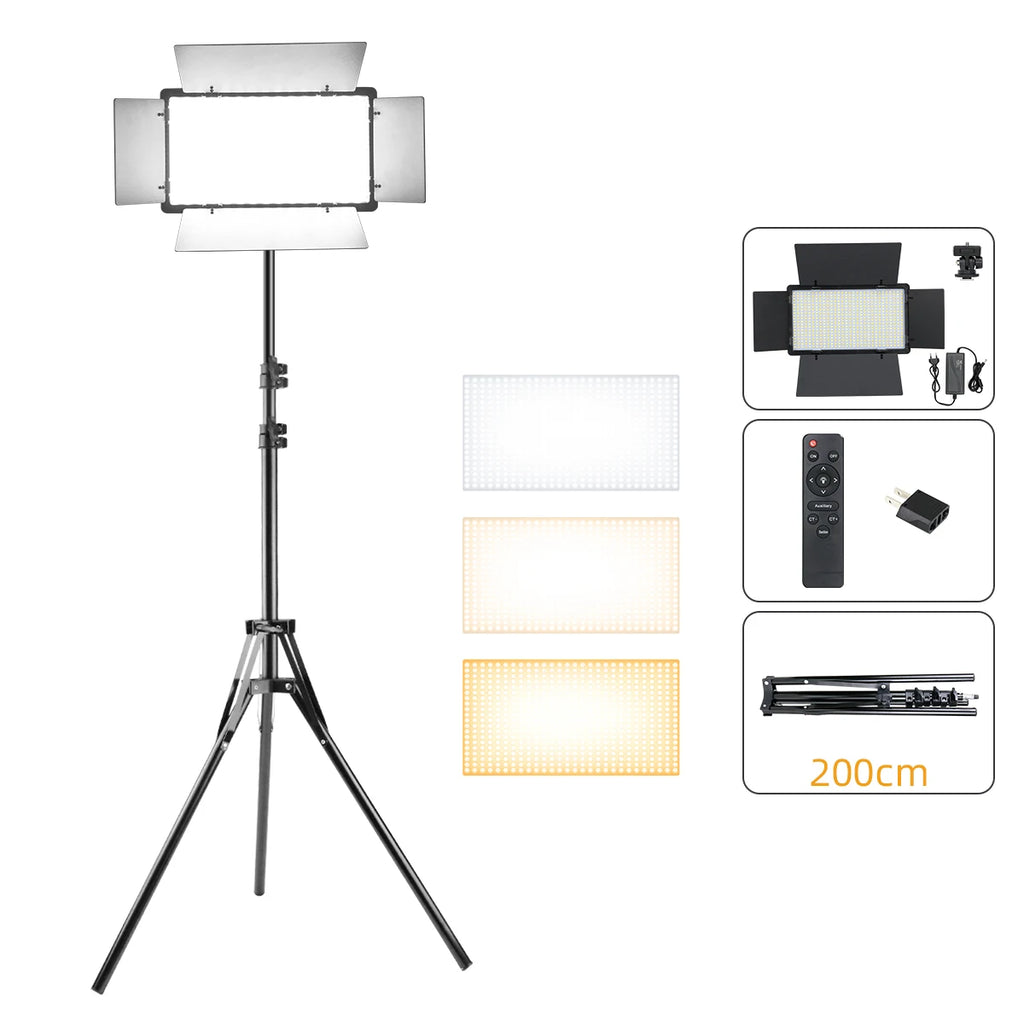 Led-600 Led Video Light Panel With Remote Control Bi-Color 3200-5600K Photography Lighting Panel Camera Photo Studio Fill Lamp