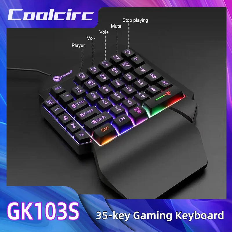 35-Key Single-Handed RGB Mechanical Gaming Keyboard - PlusGamer