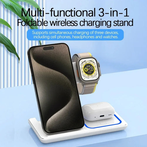 3-in-1 Foldable 30W LED Charging Stand - PlusGamer