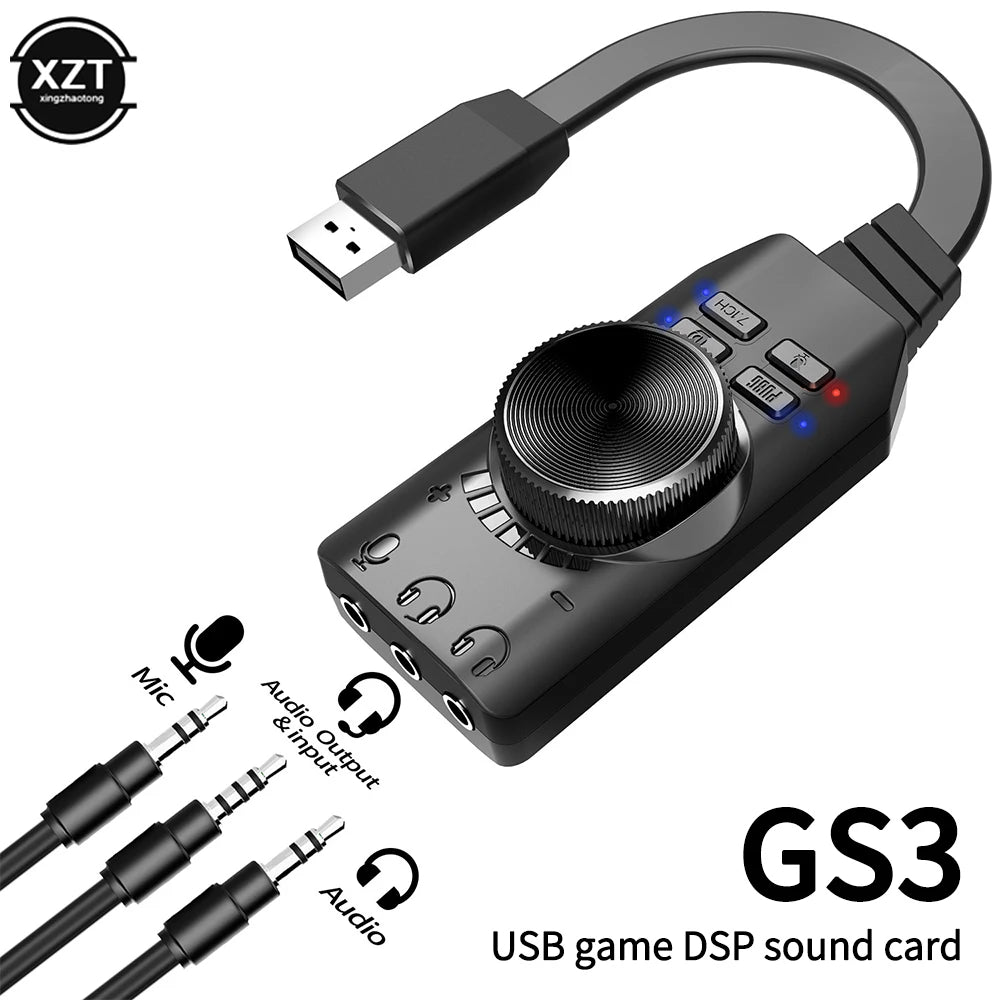 7.1 Channel External USB Gaming Sound Card - PlusGamer