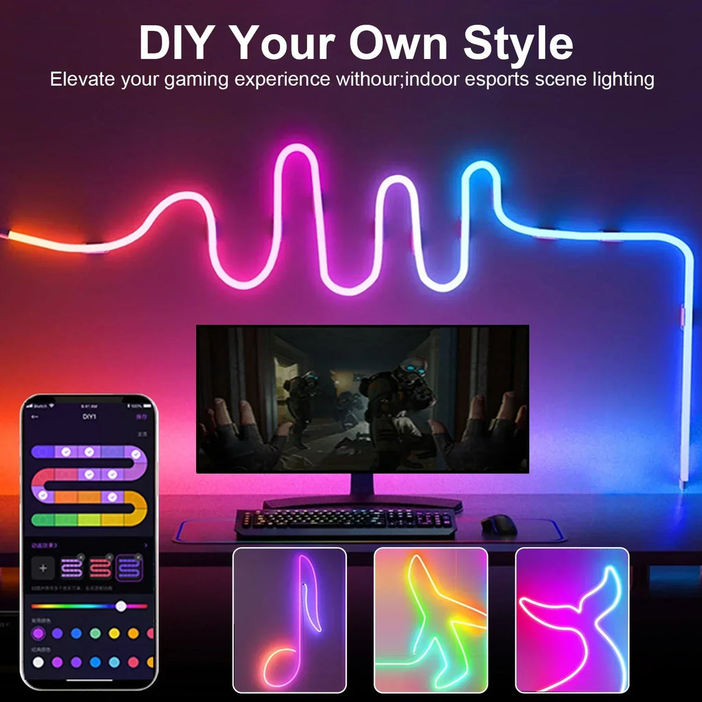 APP Control RGB Music Sync Neon Rope Light - PlusGamer