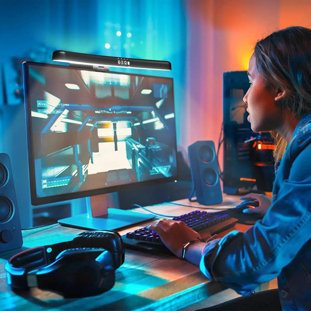 Curved Monitor Light Bar with 3-Color Dimming - PlusGamer