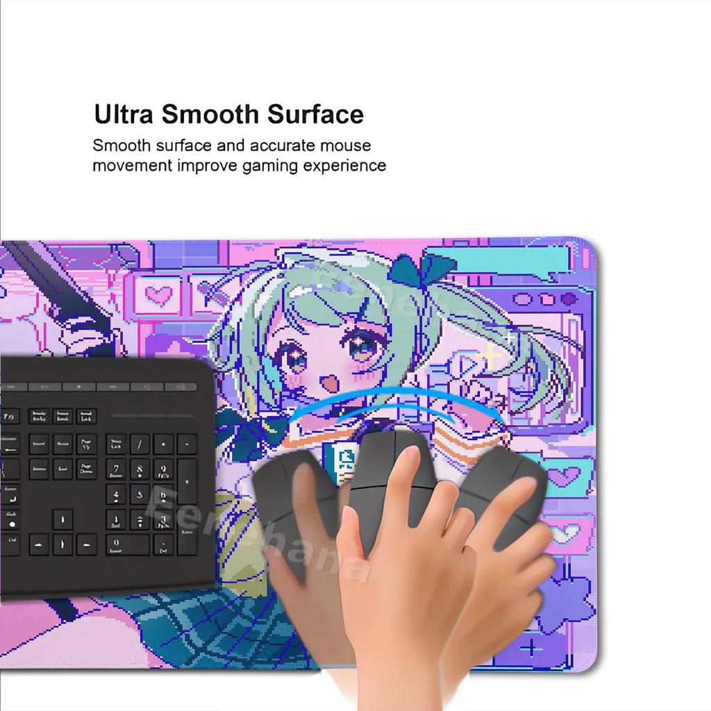 Pink Purple Pixelated Art Mouse Pad - PlusGamer