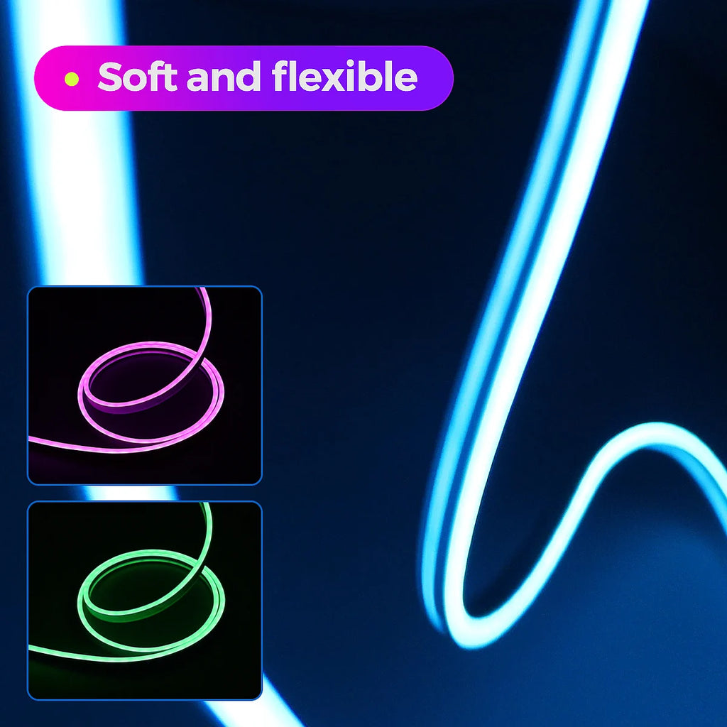 APP Control RGB Music Sync Flexible Neon Rope Light (10M) - PlusGamer