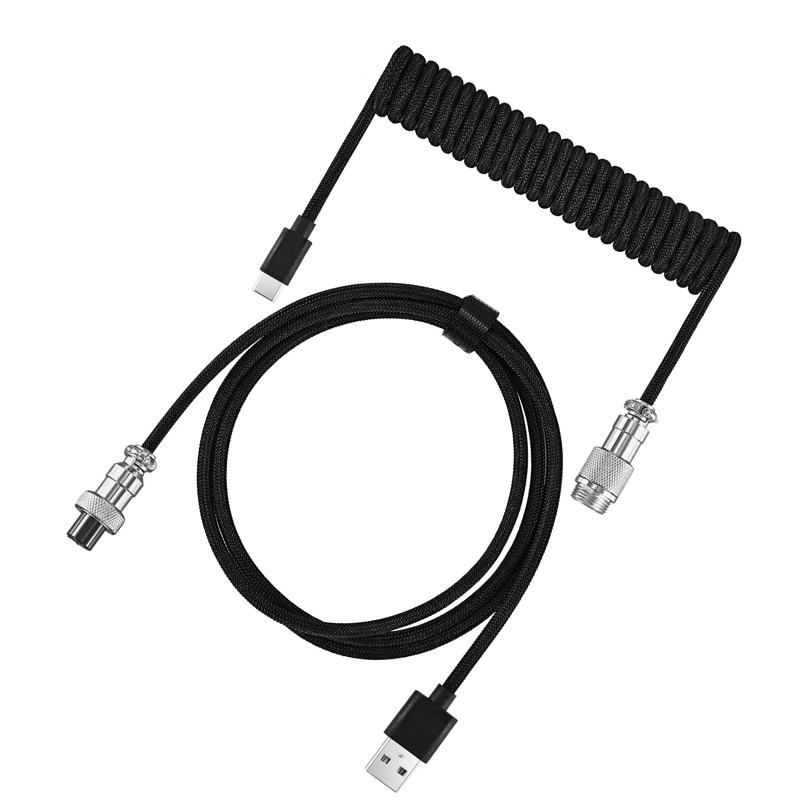 Coiled Type-C GX16 Aviation Keyboard Cable - PlusGamer