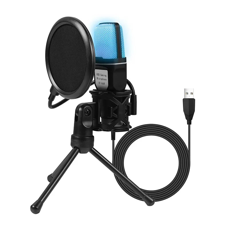 USB RGB Condenser Microphone with Noise Reduction - PlusGamer