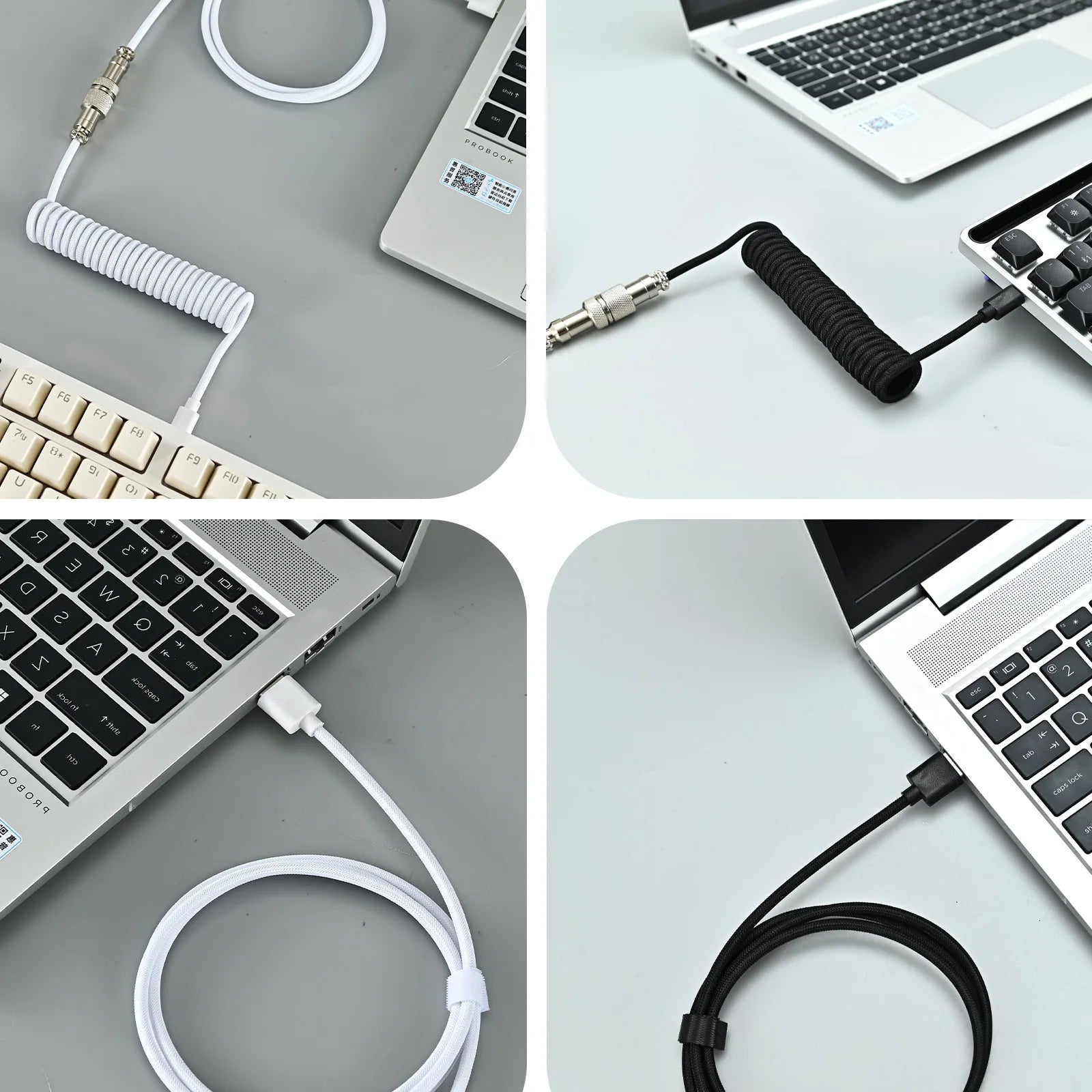 Coiled Type-C GX16 Aviation Keyboard Cable - PlusGamer