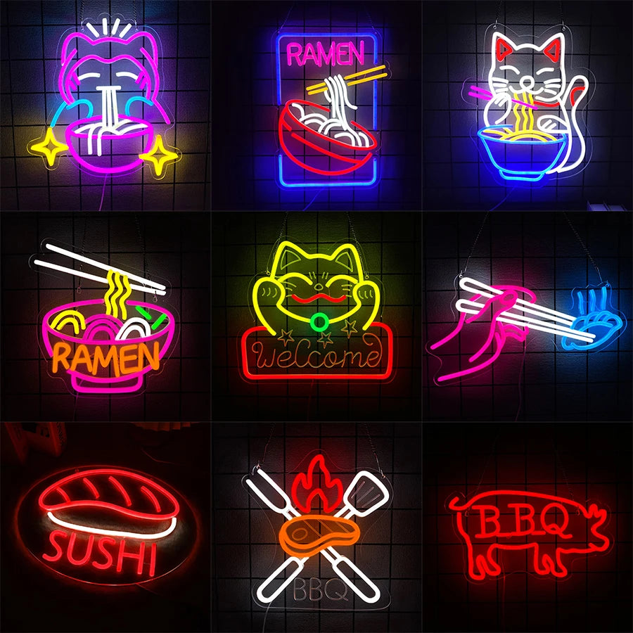 LED Neon Ramen & Sushi Restaurant Sign - PlusGamer