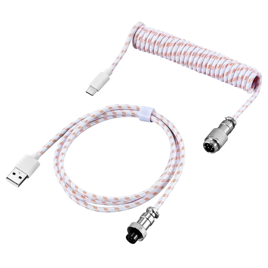 Coiled Type-C GX16 Aviation Keyboard Cable - PlusGamer