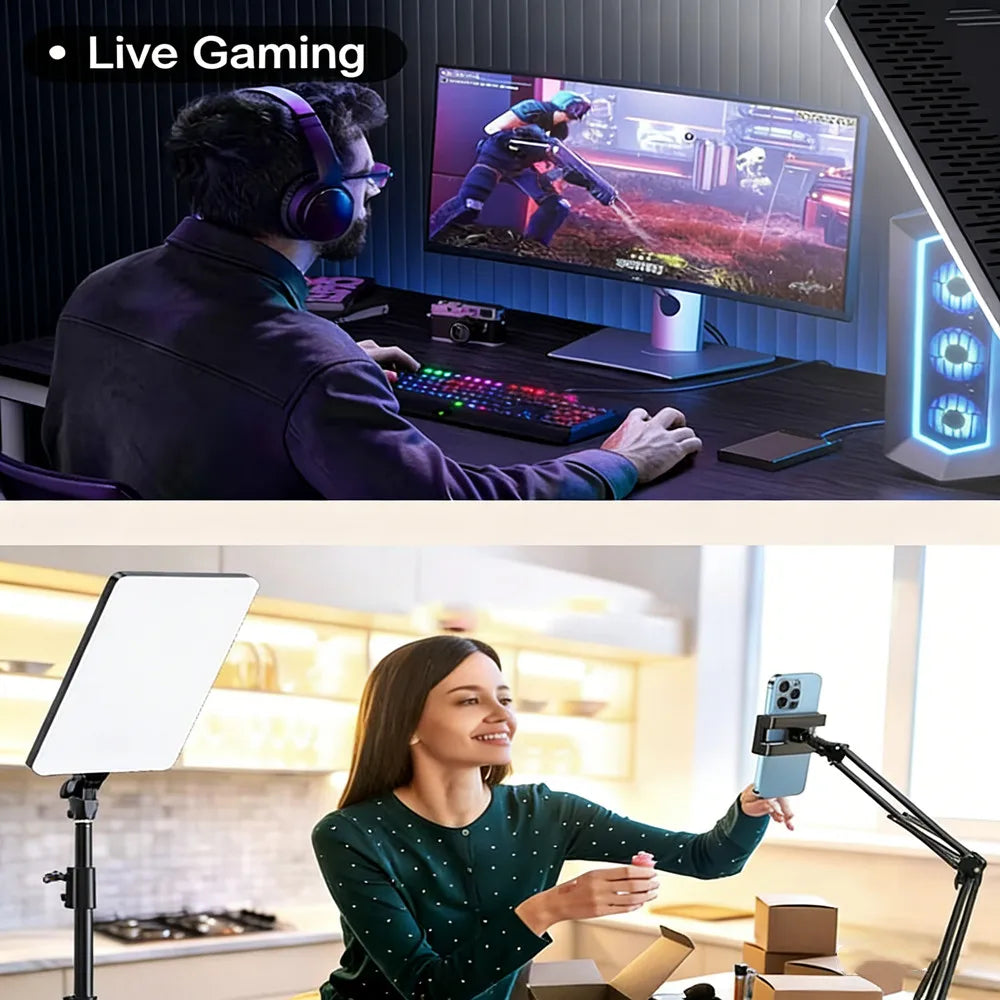 Professional LED Video Light Panel with Tripod and Remote - PlusGamer