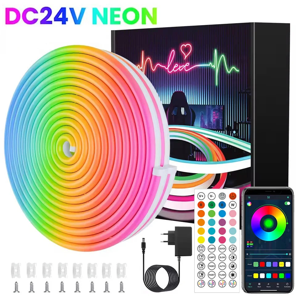 APP Control RGB Neon Rope Light with Music Sync - PlusGamer