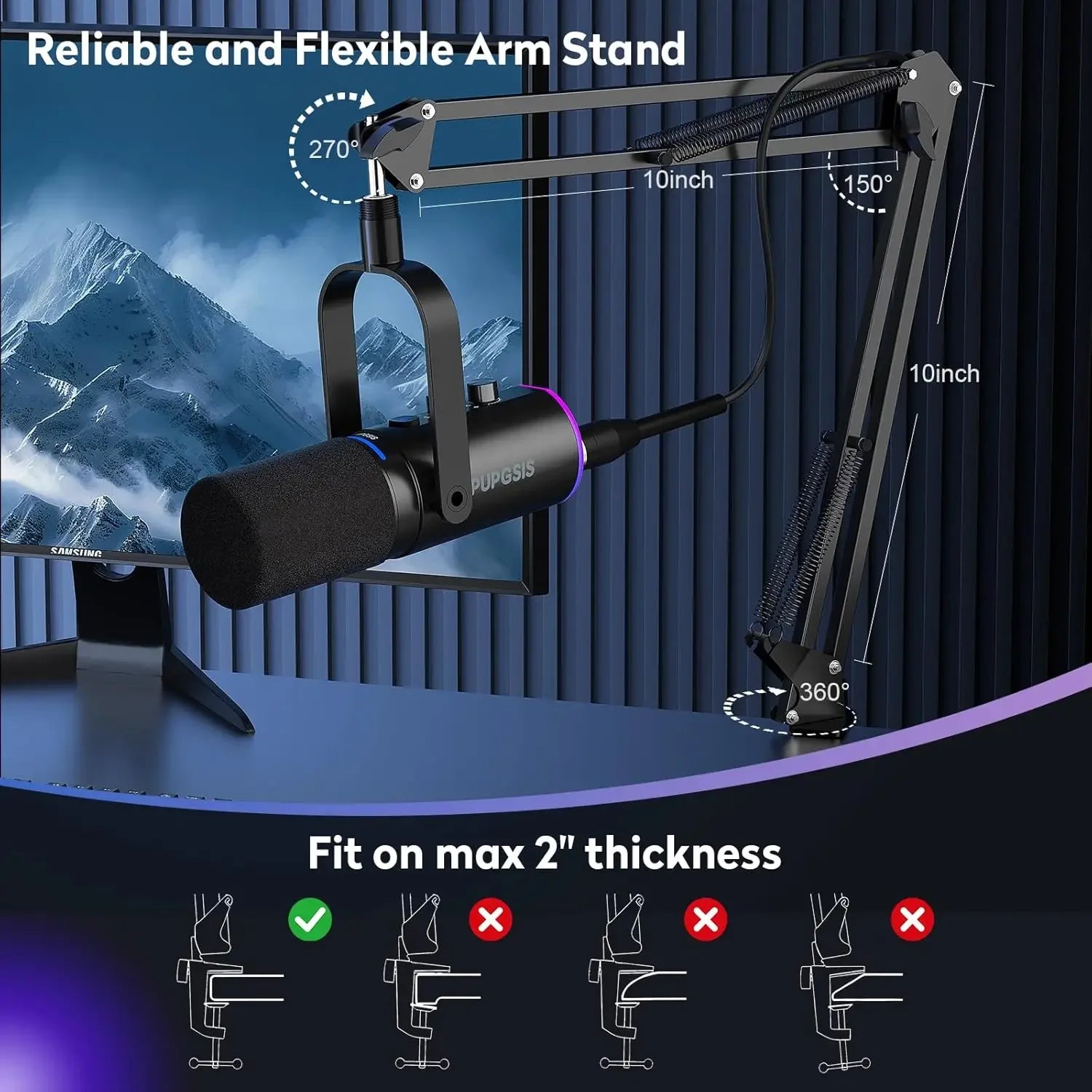 XLR/USB Dynamic Gaming Microphone Kit with Boom Arm - PlusGamer