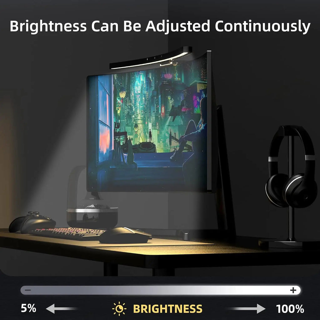 Curved Monitor Light Bar with 3-Color Dimming - PlusGamer