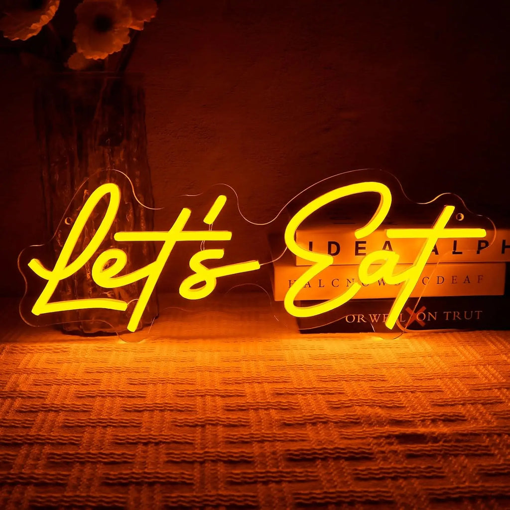 LED Neon "Let's Eat" Dining Sign - PlusGamer